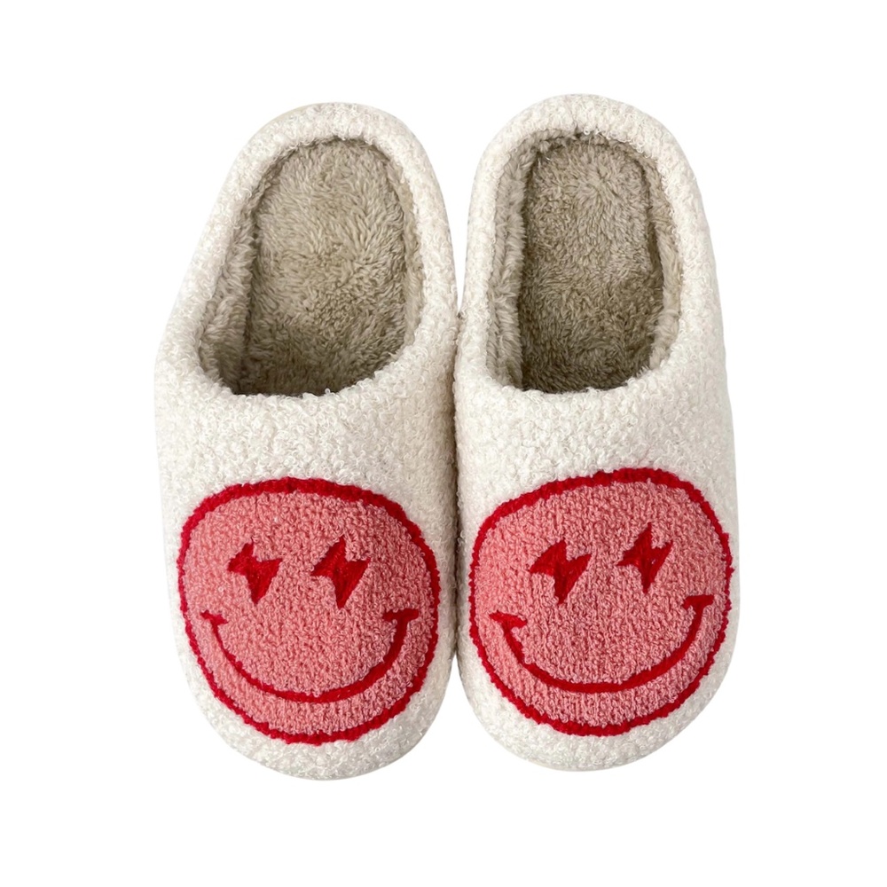 Soft and Cozy Lounge Retro PINK Lightning Bolt Slippers